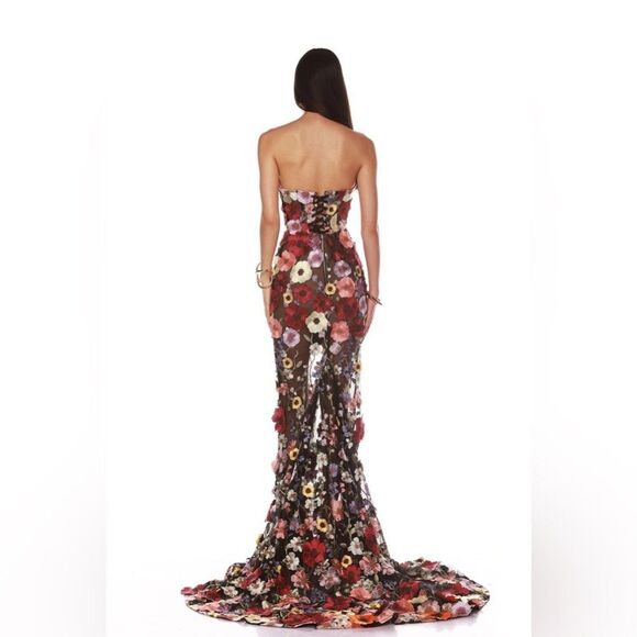 NWOT BRONX AND BANCO Jasmine Multi Floral Strapless Gown, size XS - Picture 3 of 16